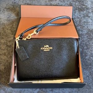 COACH Black Leather Wristlet